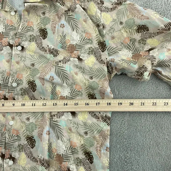 Camicissima Mens Tropical Print Long Sleeve Shirt Size 38 Shaped Fit Linen 2388 - Picture 4 of 6